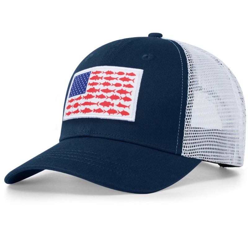 Naicissism American Fish Flag Trucker Hat, Fishing Gifts for Men, Outdoor Snapback Fishing Hat Perfect for Fishing and Daily Use - Image 1
